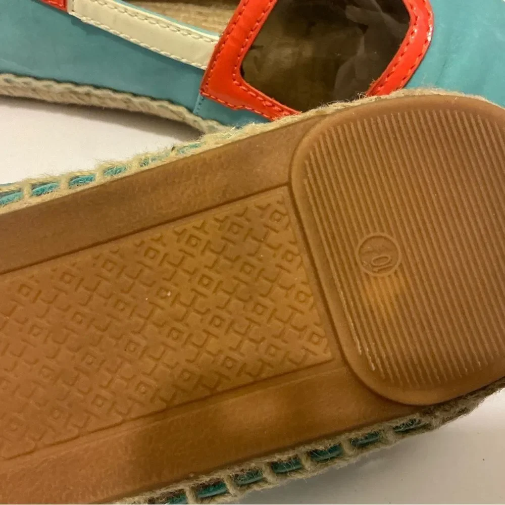 Rare Tory Burch 🏖 Sunny Sunglasses Espadrille Flats, Light Blue, Size 10